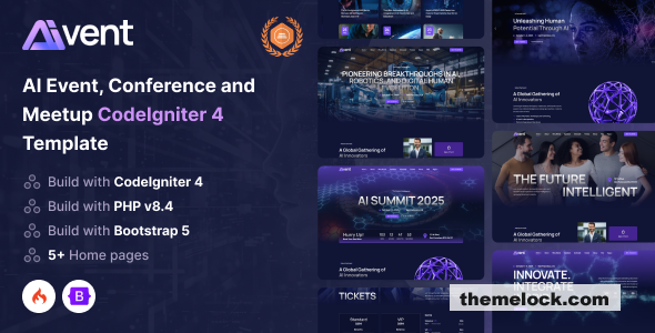 Aivent – AI Event, Conference and Meetup CodeIgniter Template