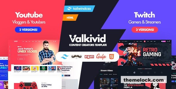 Valkivid v3.1.1 – Tailwind CSS Content Creators HTML Template
